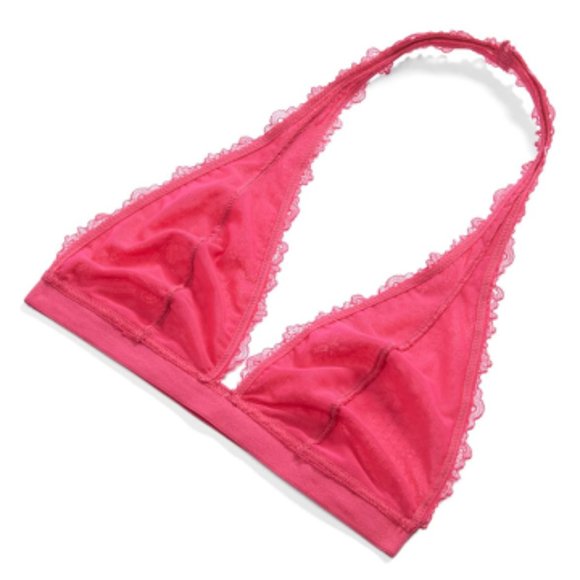 Sm Free People Lace Bralette Pink Halter Layering - Picture 7 of 9